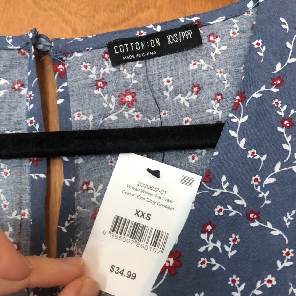 NWT Cotton On dusty blue floral dress - Picture 2 of 9